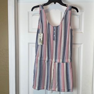 Chelsea & Violet Pink and Blue Striped Sleeveless Romper